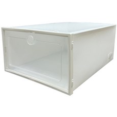 透明鞋盒收納盒，軟身硬門設計，掀蓋式鞋子收納，極致耐用塑膠鞋盒, 1個, 大款【白框白身】鞋盒 1組【軟身硬門】, 白色