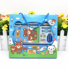 鉛筆盒文具套裝，幼兒園獎品，學生學習用品，小學生禮品，畢業禮盒，兒童禮物, 1個, 小熊
