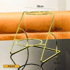 고급스러운 2단 트레이 세트 진열 접시 디저트 토핑 과일 뷔페, 1개, F. 2단 골드 프레임
