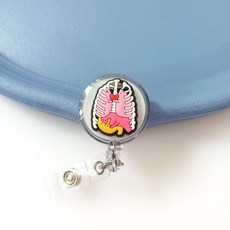 心臟模型 原住民項鍊 護士胸牌扣 卡通易拉扣伸縮扣 員工證件掛繩 可愛造型易拉得, 透明胸骨, 1個