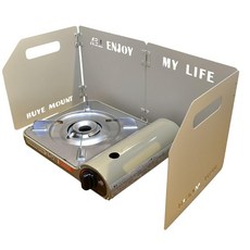 SEVEN EBISU 캠프 풍방 탁상 방풍 바람막이 아웃도어 모닥불 바람 가드 판 윈드스크린 요리 리플렉터 접이식 (베이지 4단 접이)