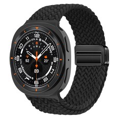 Fegwilde 갤럭시워치8/8클래식 호환 마그네틱 브레이드 스포츠 루프 스트랩 40MM/44MM/46MM, 검은색