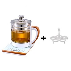 1.8L 養生壺 玻璃花茶壺 電熱煮茶器, 白色標配 旗艦款 1.8L 110V 800W