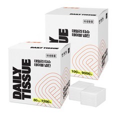 데일리티슈 무형광 뽑아쓰는 테이블 냅킨 80 / 100밴드, 흰색, 1박스, 7200개입