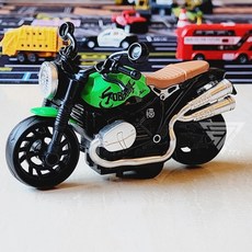 【台灣出貨】慣性重機摩托車玩具，哈雷機車模型，Q版兒童機車玩具，三色可選, 綠色, 1個