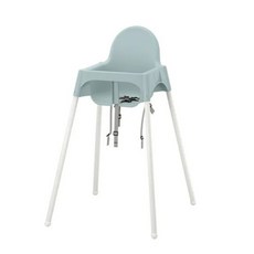 IKEA ANTILOP 高腳餐椅 寶寶餐椅 兒童餐椅 吃飯椅 幼兒餐椅 開店 副食品 IKEA 餐椅, 灰藍座椅 高白腳 無餐盤可堆疊