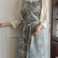 살림의정석 린넨 앞치마 원피스형 예쁜 앞치마, 1개, 린넨 블루