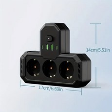 EU 플러그 콘센트 코드 멀티탭 소켓 최대 전기 전력 USB 2500W 없음 전원 포트 4구 스트립 연장 타입 벽면, bla