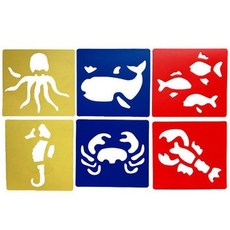 兒童畫板 幼兒DIY繪畫塗鴉拓印模具 6片裝, 1個, 14號【海底世界】模闆6張一套
