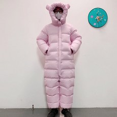 곰돌이전신패딩 침낭패딩 오리털 전신 키170 175cm 곰돌이 겨울 (신장 완전무장, 분홍색