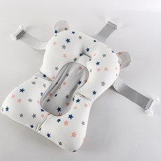 寶寶浴墊 新生兒洗澡墊 嬰兒洗澡懸浮墊 防滑浴網兜 可躺可坐 新生兒護脊浴床, 1個, 星星浴墊, 白色