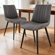 Doreso 식탁의자2p 카페의자 업소용 식당의자 등받이 캐주얼 쾌적한 가죽 의자, 2개, 짙은 회색