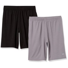 Amazon Essentials 남성용 운동용 농구 체육관 퍼포먼스 테크 루즈핏 트레이닝 반바지 2팩 블랙 3XL 빅, 블랙/그레이