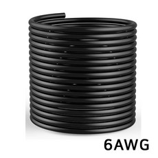 6AWG 고내열 주석도금 구리 실리콘 케이블 드론 RC카 배터리 전원선, 1개, (케이블) 6AWG(블랙) 1개, (케이블) 6AWG(블랙)