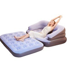 캠핑 에어 쇼파 접의식 침대 초경량 휴대용 간이 의자, 크림화이트, 펌프포함