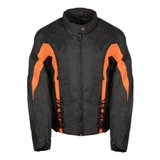 Bikers Edge 여성용 나일론 지퍼 아웃 안감 재킷(블랙/오렌지 스몰) 207618, Large, 블랙/오렌지
