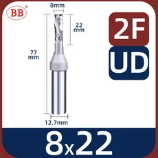 BB 스트레이트 슬롯 비트 밀링 커터 CNC 목공 조각기 엔드밀 러프 TCT 라우터 6mm 2날 섕크 1/2 12.7mm, 11 8x22-2F-UD, 01 D12.7mm