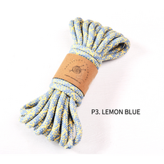8.0mm 5.5m [소분] 굵은 촘촘 배색 로프 리드줄 강아지 목줄 아웃도어 로프 가방끈 키링로프, p3 Lemon Blue