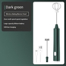1 PCS USB 충전식 핸드 헬드 에그 비터 3 속도 전기 우유 프로더 폼 메이커 믹서 커피 냉동 와드 포머, 녹색, green, 1개