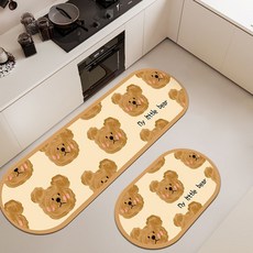 미끄럼 방지 주방 흡수 발매트, 1개, 곰 여러 마리 타원형 발매트