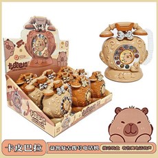 卡皮巴拉益智複古撥盤電話機轉動轉盤響鈴電話玩具批髮 XHKO, 1個, 隨機顏色一個