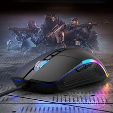 꿀핑 유선 게이밍 마우스 게임 인체공학 7200dpi RGB 사무용, 1. 블랙