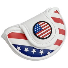 말렛퍼터커버 일자 우드 소형 자석 골프 말렛 헤드 커버 별과 줄무늬 퍼터 헤드커버 빨강 파랑 흰색 PU 가죽 클럽 보호, 하프 망치 커버