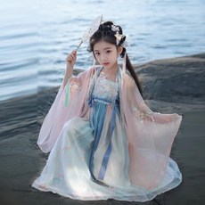 漢服女童襦裙兒童古風超仙古裝春夏季套裝女寶唐裝女孩連衣裙宋制
