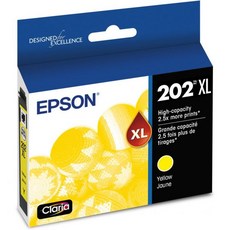 EPSON 202 Claria 잉크 대용량 검정 및 표준 컬러 카트리지 콤보 팩(T202XL-BCS)은 WorkForce WF-2860 Expression XP-5100과 호, Yellow_1 Count (Pack of 1) | I, 1