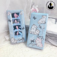 原創ins風 卡通可愛小狗 人生四格卡包 愛豆小卡卡冊 追星書簽 收納冊子 放照片冊子, 紫色,10大張40卡內頁