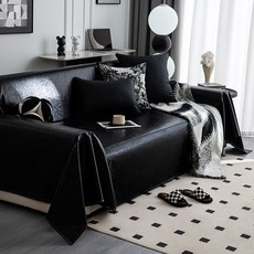 沙發蓋布巾 2025新款仿牛皮不粘毛沙發套罩 可水洗不變形, 1個, 闇夜黑【防水 防汙 防貓抓】,180*260cm【建議雙人位或貴妃位】