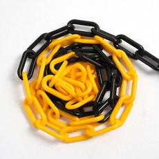 블랙 옐로우 안전 플라스틱 체인 사슬 25m 사출체인 주차금지줄 사슬 통제줄 출입금지 플라스틱체인 dew+747UL