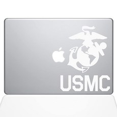 The Decal Guru USMC 로고 맥북 데칼 비닐 스티커 - 12인치 맥북 - 화이트 (1302-MAC-12M-W), The Decal Guru USMC 로고 맥북 데칼 비