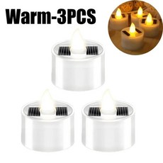 태양광 티라이트 야외 방수 무불꽃 캔들 정원 장식용 깜박이는 센서, 01 Heart-Warm light, 05 12-Pack, 발광 색상: 8. Warm-3PCS