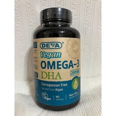 美國 Deva omega-3 DHA/EPA素食魚油 90粒膠囊, 1個, DHA 90粒