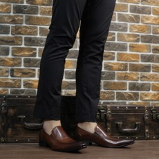 老兵牛仔 套腳拋色商務牛皮皮鞋