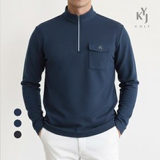 김영주골프 남성 플랩포켓 기모티셔츠 겨울 골프 등산 하이넥 집업 긴팔티 출근 데일리 KRMT1221