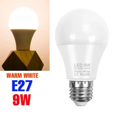 LED전구 20W LED 전구 E27 천장등 E14 램프 AC220V 샹들리에 조명 백색 240V 가정용 거실용, 17 E27 9W Warm White