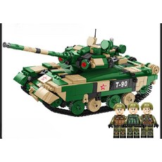 호환 레고 조립 전투 미사일 장갑차 키덜트, T90 RC 탱크 1085 블록 원격 제어, 1개