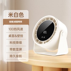 【無品牌】-新款高速循環扇家用廚房充電靜音桌面渦輪小風扇壁掛臺式小電風扇, 白色(大屏數顯):插線版