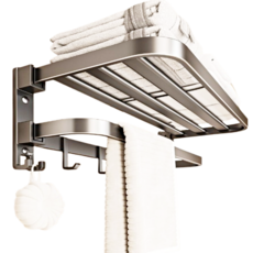 브라이프 모던 접이식 무타공 욕실 수건걸이 선반