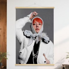 G-DRAGON單曲專輯掛畫，高品質材質色彩鮮明，輕鬆打造時尚藝廊, 寬40cm*高60cm, 原木畫軸+高清油畫布【贈送無痕釘】權志龍4