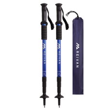 라이반 일자형 등산스틱 2P + 전용가방 두랄루민 4단 조절, 2개, R-블루