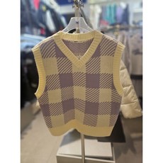 에스핏 중계점 23년 겨울 이월상품 도전! #주니어 #특가세일 #한정 사이즈 #한정 수량 여아 체크 V넥 니트 베스트 (라벤더) SJX710FSVE02