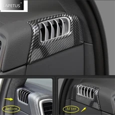 포르쉐 카이엔 18-23 앞 대시보드 측면 에어컨 AC 콘센트 벤트 장식 커버 키트 호환, 카본 파이버 룩