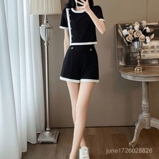 小香風套裝 休閒套裝女 夏季新款時尚小香風短袖短褲寬鬆氣質減齡兩件套 韓國女生套裝