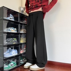 Cwadun 남자의 캐주얼 바지 스트레이트 다리 넓은 다리 바지