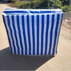 이동식 보관함 대형 프로 스타볼 블랙 이동식바퀴 그린 2층 철제 4호공 중형 볼망 버전, 스탠드 레인 커버 블루 화이트 스트라이프, 1개