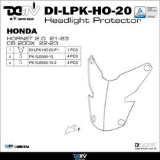 DIMOTIV DI-LPK-HO-20 頭燈護鏡 HONDA HORNET 2.0 CB 200X 專用，有效保護頭燈免受碎石撞擊，延長使用壽命, 螢光藍, 1PCS