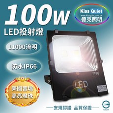 德克照明 100W LED 投射燈 美國普銳燈珠 IP66 防水 全電壓, 日光色, 1個